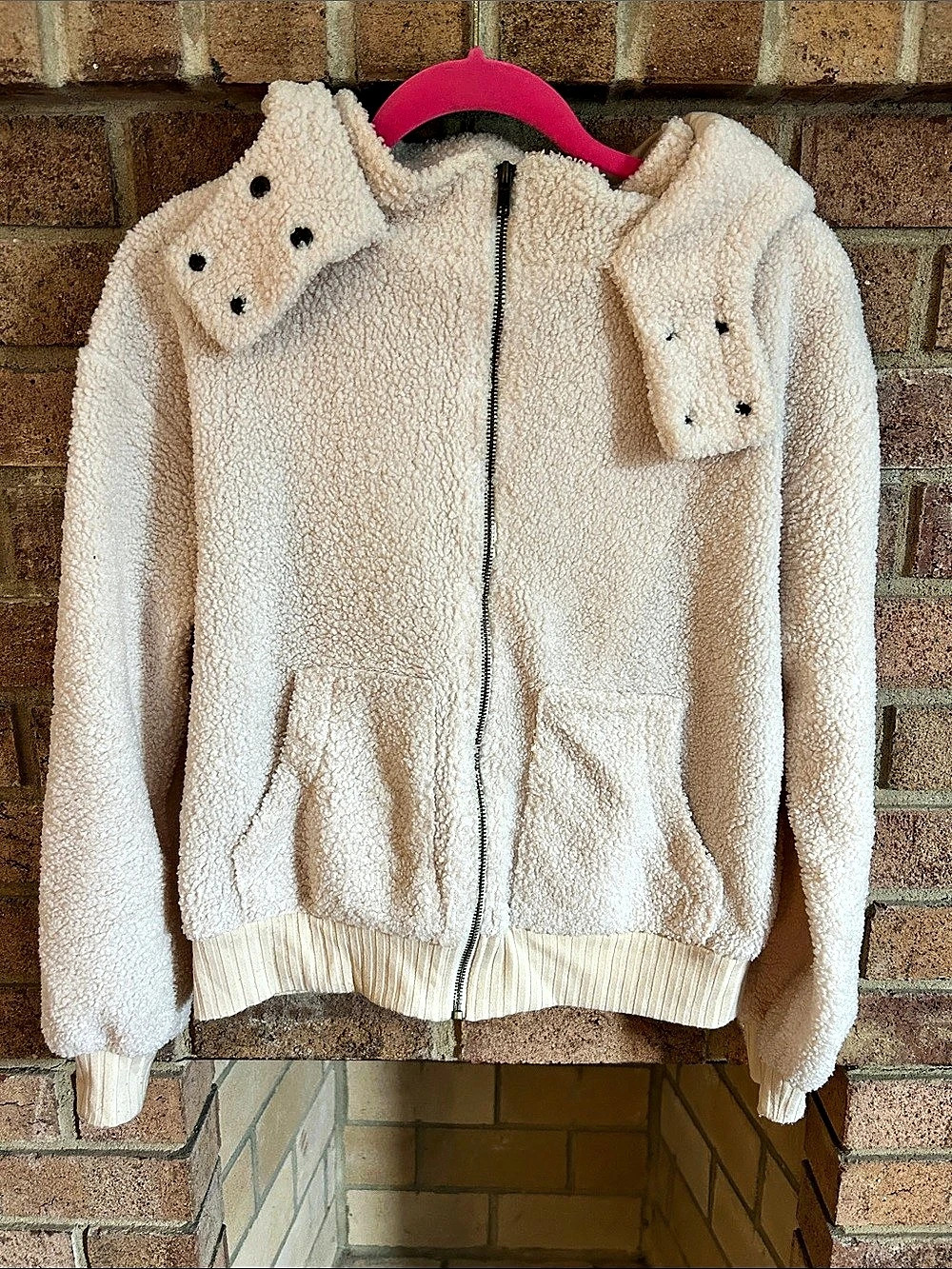 Anthro Porridge Teddy Fleece Jacket in Cream Size XS Like New